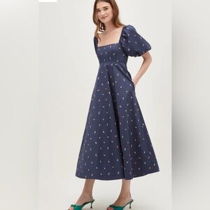 Hill house The Matilda Dress in Navy Cotton Sateen